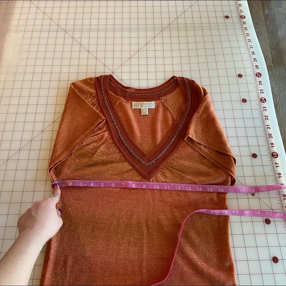 Michael Kors beautiful boho orange sunset blouse summer top size XS